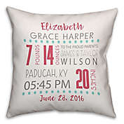 Birth Announcement Pillow in Pink