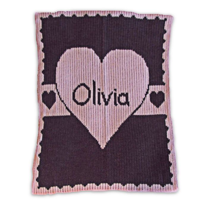 Butterscotch Blankees Heart with Banner Blanket in Pale Pink/Charcoal