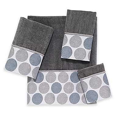 Avanti Dotted Circle Hand Towel in Nickel. View a larger version of this product image.