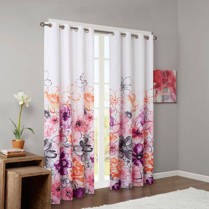 Intelligent Design Olivia Printed Blackout 84 Inch Window Curtain