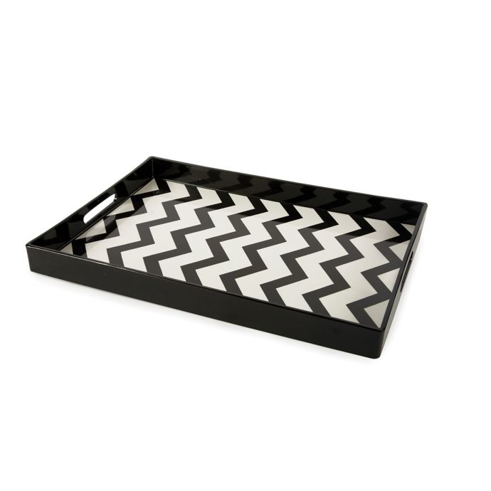 Decorative Chevron Serving Tray In Grey Bed Bath And Beyond Canada