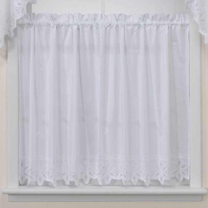Kaitlyn Kitchen Window Curtain Tier Pair in White Bed Bath and Beyond