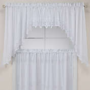 Kaitlyn Kitchen Window Curtain Swag Pair in White
