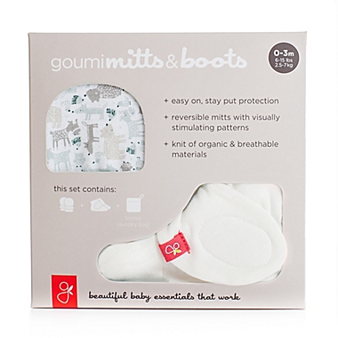 goumi Size Organic Cotton 0-3M Mitt &amp; Bootie Set in Forest Friends Grey. View a larger version of this product image.