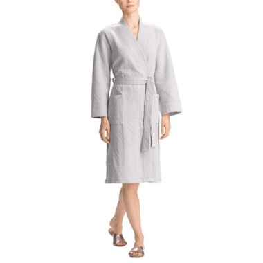 Natori Extra-Large Quilted Cotton Robe in Grey. View a larger version of this product image.