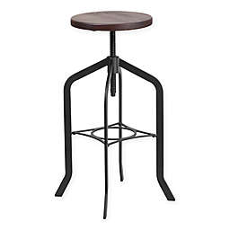 Flash Furniture Lift Wood Seat Swivel Bar Stool in Black/Brown