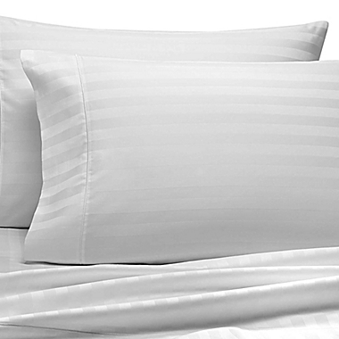 Wamsutta&reg; Damask Stripe 500-Thread-Count PimaCott&reg; Twin Sheet Set in White. View a larger version of this product image.