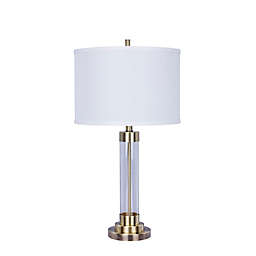 Fangio Lighting Richard Martin Table Lamp in Antique Brass with Linen Shade