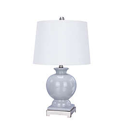 Fangio Lighting Cory Martin 8943 Table Lamp in Grey/Brushed Steel with Faux-Silk Shade
