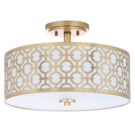 safavieh flush lighting light mount ceiling vera gold inch lights semi overstock fixture    fixtures