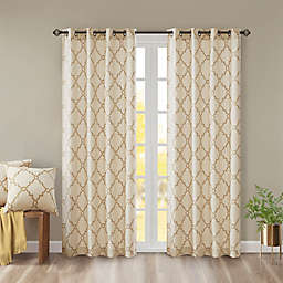 Madison Park Saratoga Fretwork 108-Inch Window Curtain in Beige/Gold (Single)