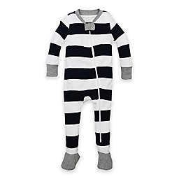 Burt's Bees Baby® Rugby Stripe Organic Cotton Footed Pajama in Navy