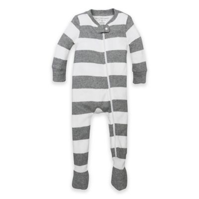 Burt&#39;s Bees Baby&reg; Rugby Stripe Organic Cotton Footed Pajama in Grey