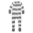 Alternate image 0 for Burt's Bees Baby&reg; Size 12M Rugby Stripe Organic Cotton Footed Pajama in Grey