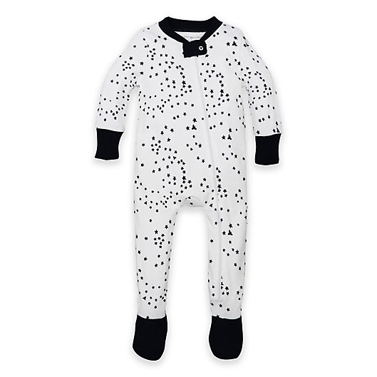 Alternate image 1 for Burt's Bees Baby® Twinkle Bee Organic Cotton Footed Pajama in Navy/White