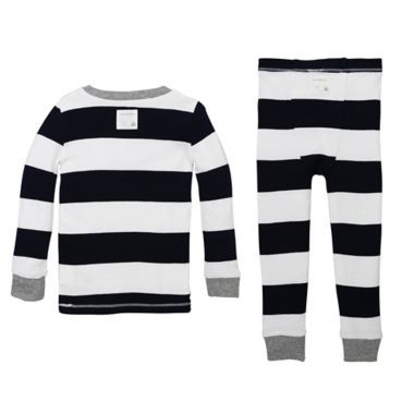 Burt's Bees Baby&reg; Size 2T 2-Piece Rugby Stripe Organic Cotton Pajama Set in Navy. View a larger version of this product image.