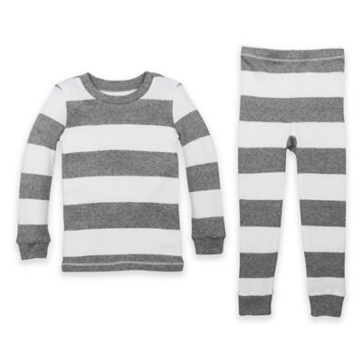 Burt&#39;s Bees Baby&reg; Rugby Stripe Organic Cotton 2-Piece Pajama Set in Grey
