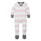 Alternate image 0 for Burt&#39;s Bees Baby&reg; Size 12M Organic Cotton Rugby Stripe Footed Pajama in Pink