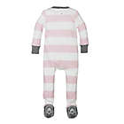 Alternate image 1 for Burt&#39;s Bees Baby&reg; Size 12M Organic Cotton Rugby Stripe Footed Pajama in Pink
