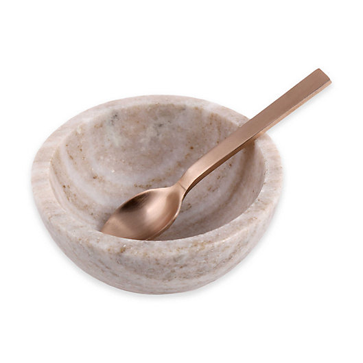 Alternate image 1 for Artisanal Kitchen Supply® 2-Piece Sand Marble Salt Bowl and Spoon Set