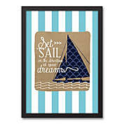 Designs Direct First Mate Set Sail Dreamer 12-Inch x 18-Inch Canvas Wall Art in Blue Stripes
