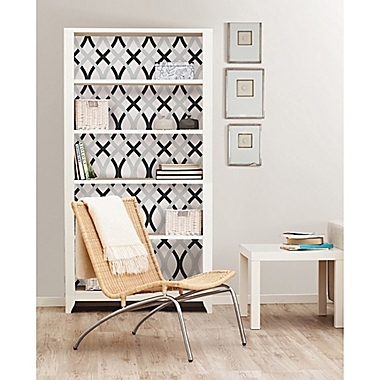 Nuwallpaper&trade; Lattice Peel And Stick Wallpaper in Grey. View a larger version of this product image.