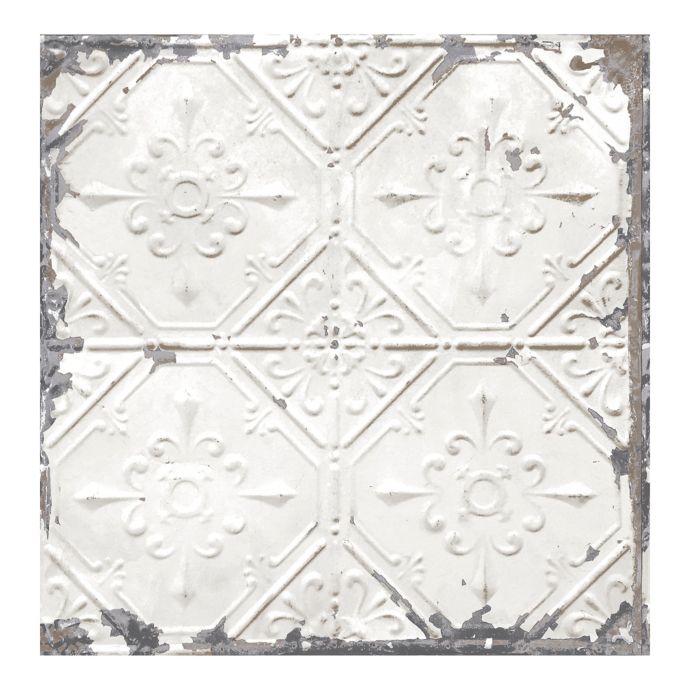 Tin Ceiling Distressed Tile Wallpaper in White | Bed Bath and Beyond Canada