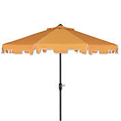 Safavieh UV Resistant Zimmerman 9-Foot Crank Market Umbrella with Flap in Yellow/White