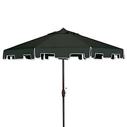 Safavieh UV Resistant Zimmerman 9-Foot Crank Market Umbrella with Flap in Dark Green