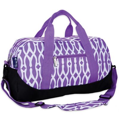 purple duffle bag