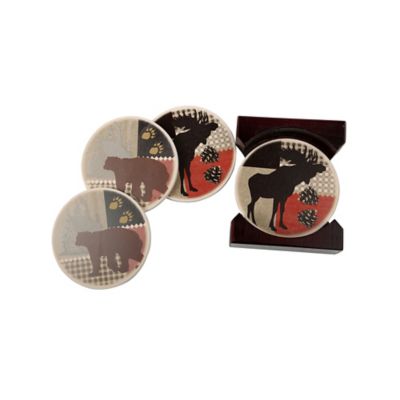 Cypress Home Moss and Bear Coasters (Set of 4)