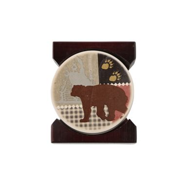 Cypress Home Moss and Bear Coasters (Set of 4). View a larger version of this product image.