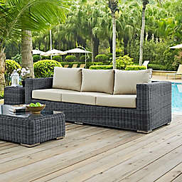 Modway Summon Outdoor Wicker Sofa in Sunbrella® Canvas