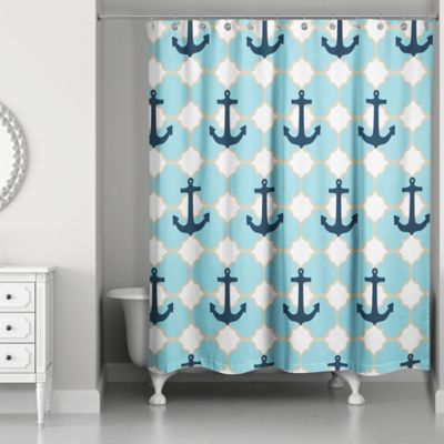 Designs Direct Anchor Shower Curtain in Blue