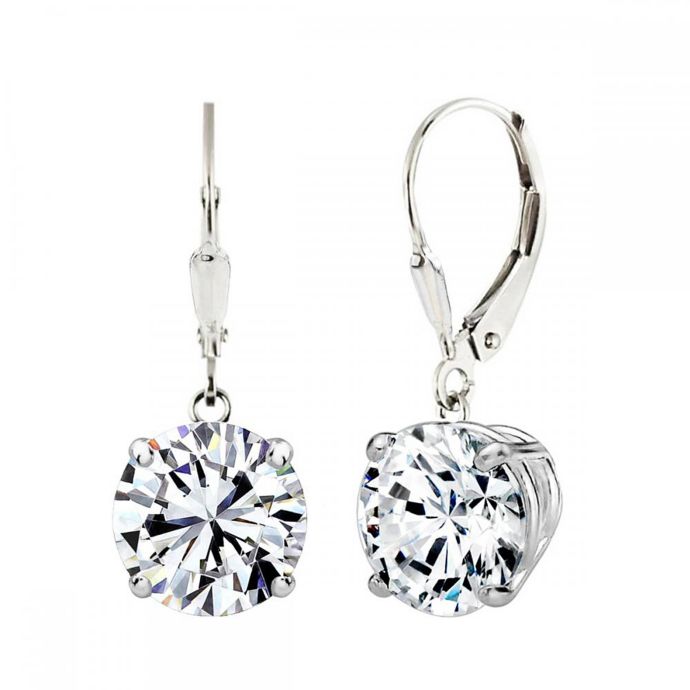 PlatinumPlated Sterling Silver Swarovski® Zirconia Round Drop Earrings