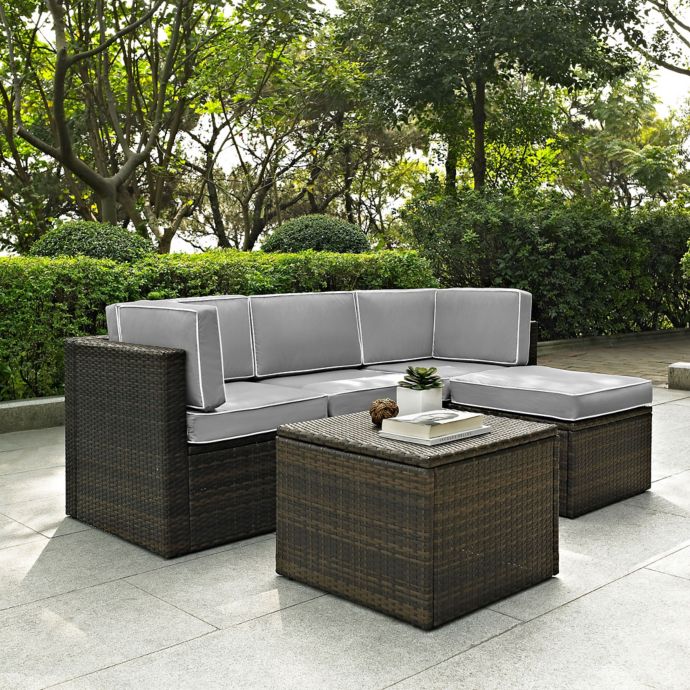 Crolsey Palm Harbor 5 Piece Outdoor Wicker Sectional Set Bed Bath Beyond