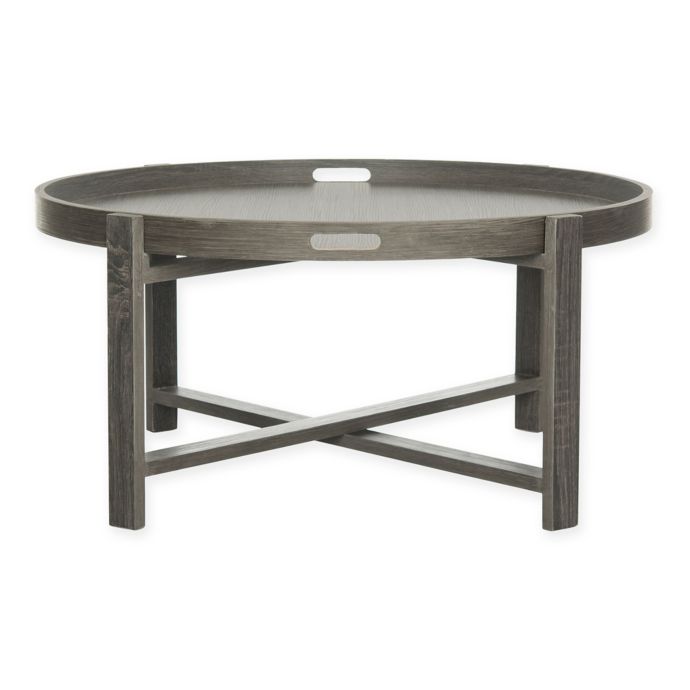 Safavieh Cursten Retro Mid Century Wood Tray Top Coffee Table In Dark Grey Bed Bath Beyond