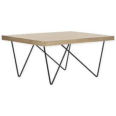Safavieh Amos Retro Mid Century Wood Coffee Table in Light Grey/Black. View a larger version of this product image.