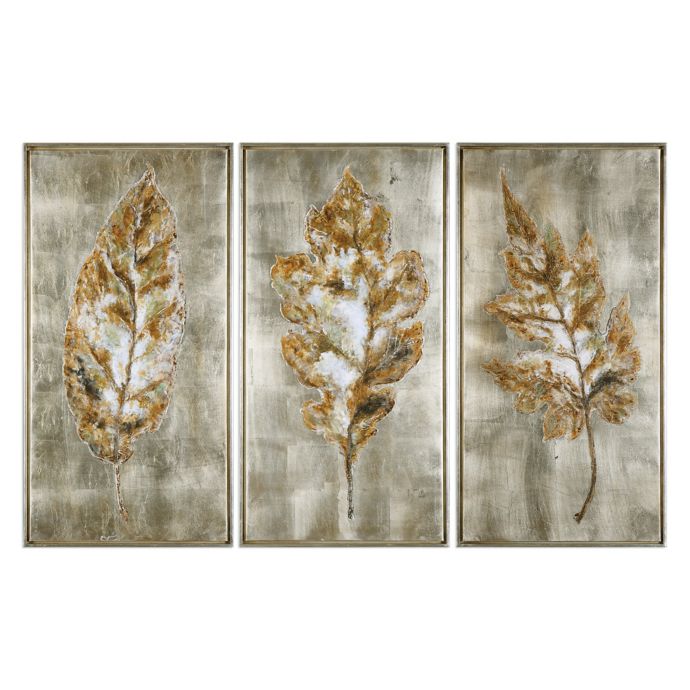 Uttermost Champagne Leaves Framed Wall Art (Set of 3