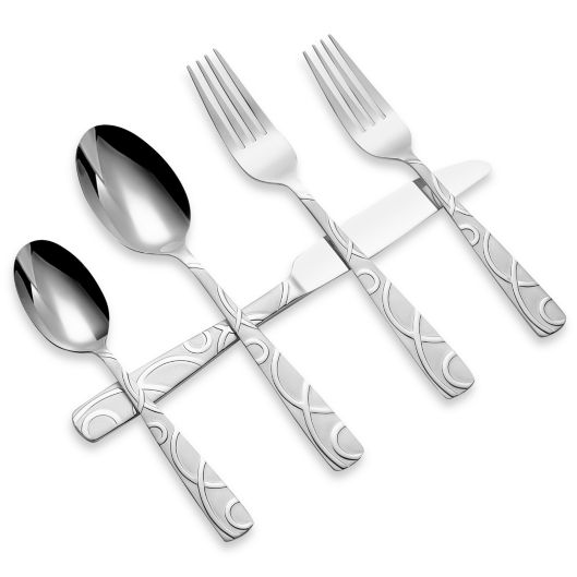 Cambridge Silversmiths Conquest Sand 45 Piece Flatware Set With Buffet Bed Bath Beyond