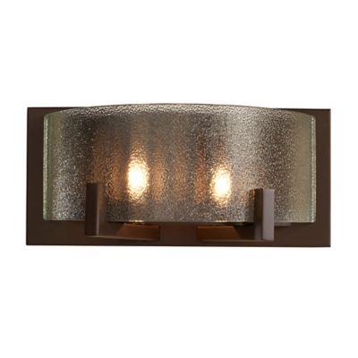 Varaluz&reg; Firefly 2-Light Wall Mount Bath Light in Bronze with Glass Shade