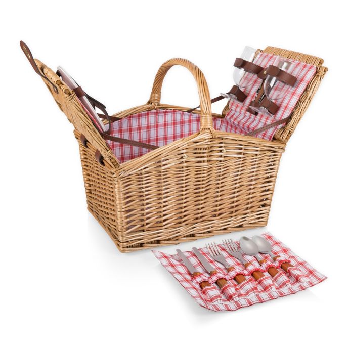 picnic basket set with blanket