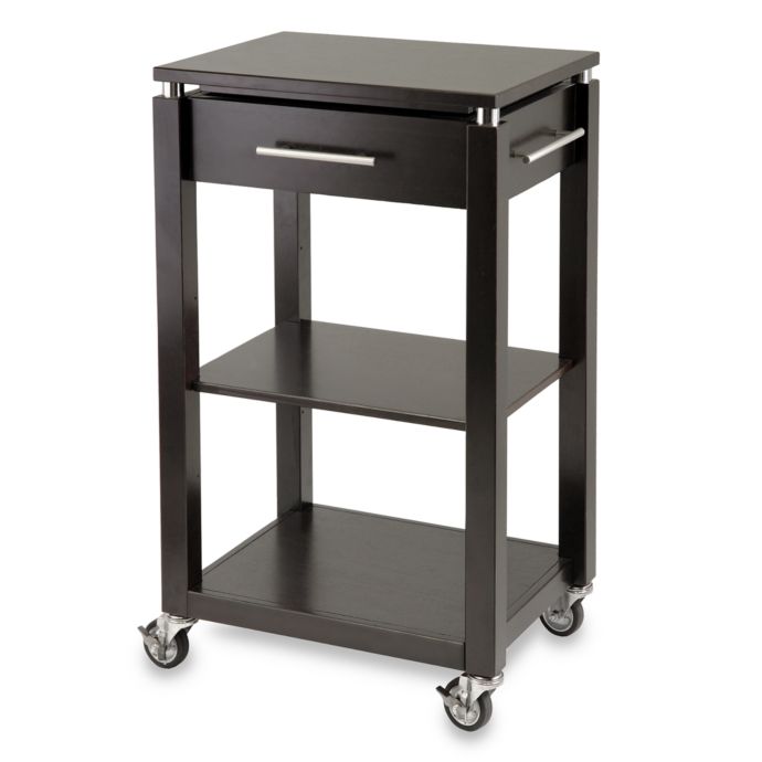 Linea Rolling Kitchen Cart with Chrome Accents | Bed Bath ...