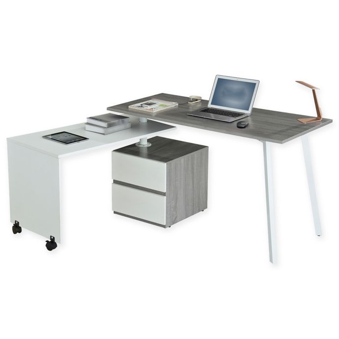 Techni Mobili Rotating Multi Positional Modern Desk In Grey Bed