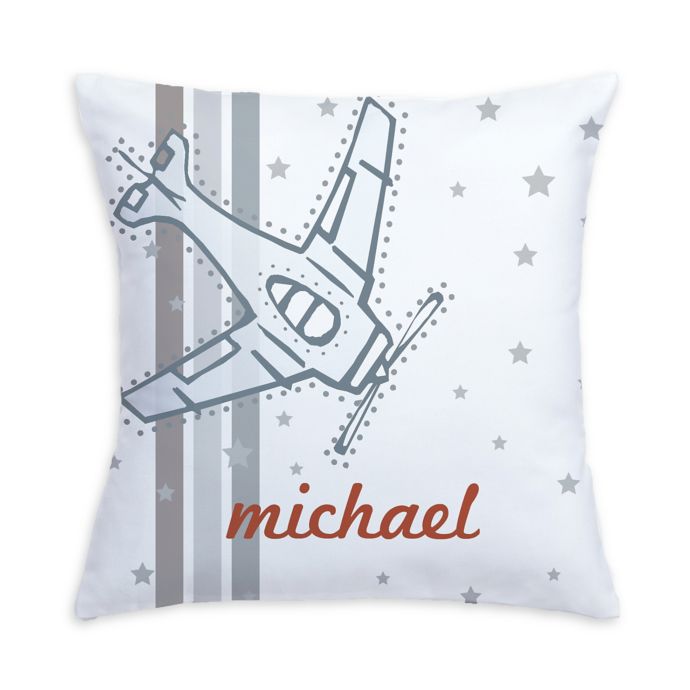 Vintage Airplane Pillow in Grey/White buybuy BABY
