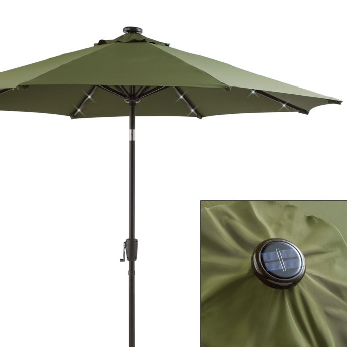 9 Foot Solar Lighted Market Umbrella Green Bed Bath Beyond