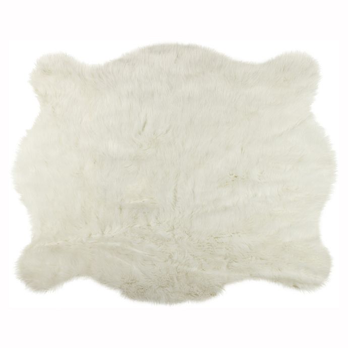 Luxe Faux Fur Hide 4Foot 3Inch x 5Foot Rug/Throw in Polar Bear Bed
