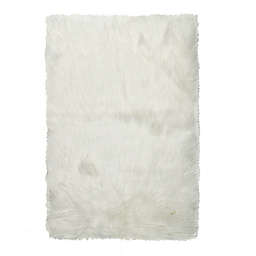 Luxe Hudson Faux Fur Sheepskin 3' x 5' Shag Rug in Off-White