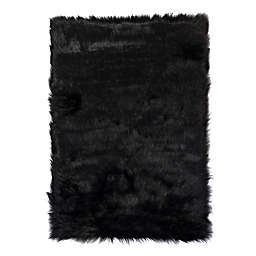 Luxe Hudson Faux Fur Sheepskin 5-Foot x 8-Foot Shag Rug/Throw in Black