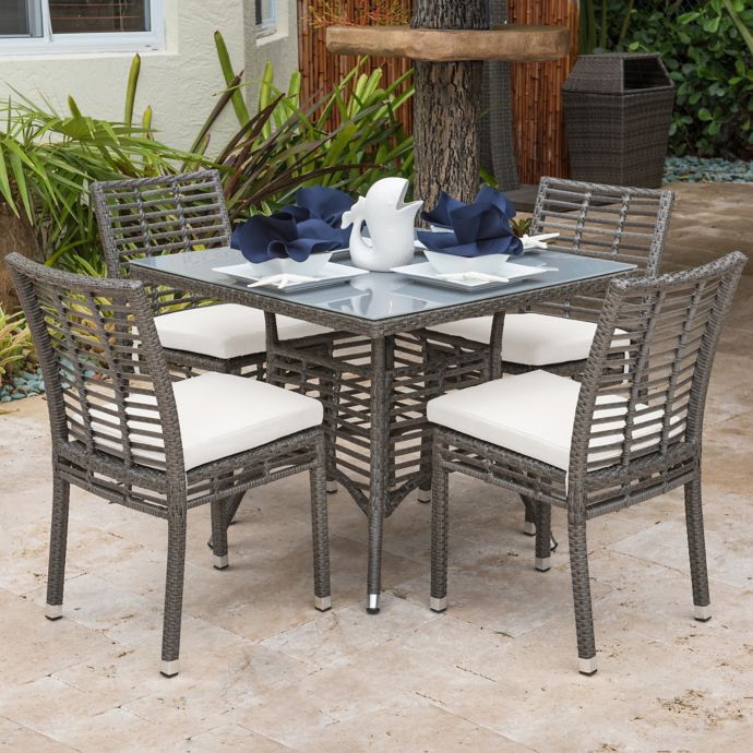 Panama Jack Graphite 5 Piece Outdoor Dining Set In Grey Bed